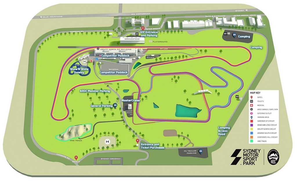 VENUE AND TRACK MAP, COMPETITOR GARAGES AND SPECTATOR VANTAGE POINTS